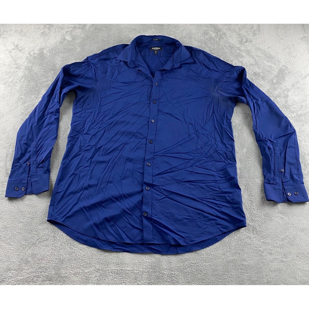 Express Performance Slim Fit Shirt Mens XL Tall Royal Blue Long Sleeve Button Up